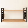 Prateleira Decorativa 70cm Amadeirada com Suporte Estilo Industrial Preto Suspensa Nicho Estante - 9