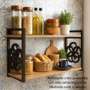 Ver imagem 3 de Prateleira Decorativa 70cm Amadeirada com Suporte Estilo Industrial Preto Suspensa Nicho Estante