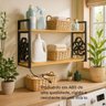 Prateleira Decorativa 70cm Amadeirada com Suporte Estilo Industrial Preto Suspensa Nicho Estante - 7