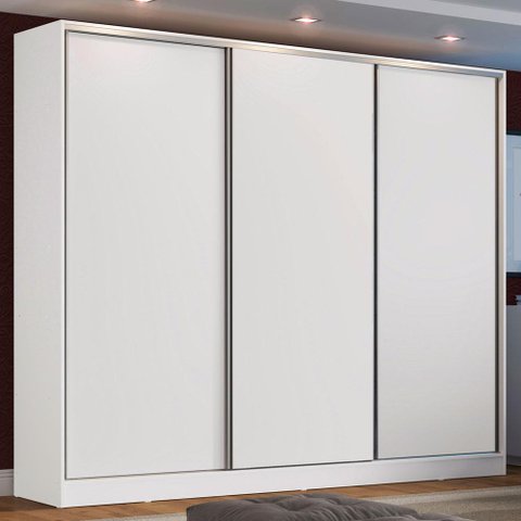 Guarda Roupa Casal 100% Mdf Madesa Zurique 3 Portas de Correr - Branco