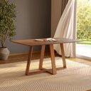 Ver imagem 2 de Conjunto Mesa de Jantar Retangular 6 Cadeiras Estofadas Encosto Tela Pinhão/Verde - Dalla Costa