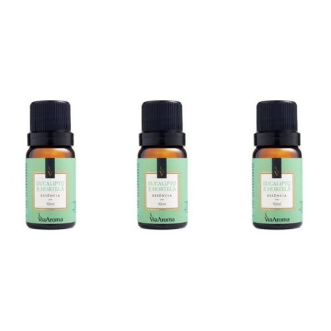 Kit 3 Essências Eucalipto E Hortelã - 10Ml Via Aroma