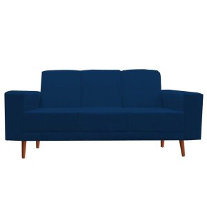Sofá 3 Lugares Arezzo Suede Marinho - Móveis Aguias