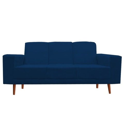 Sofá 3 Lugares Arezzo Suede Marinho - Móveis Aguias
