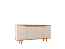 Ver imagem 1 de Buffet Grace Versátile 160 Cm 4 Portas Pés em Madeira Maciça: Off White/noce