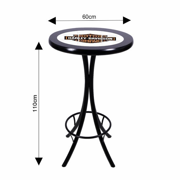 Mesa Redonda Bistrô Azulejo Harley Davidson - Preto - 2
