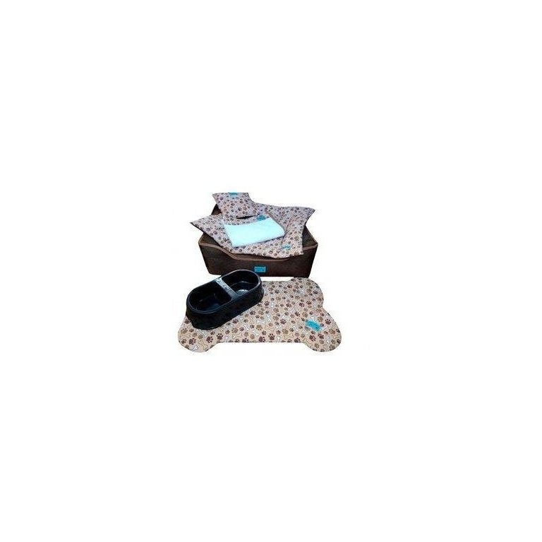 Kit Pet Cama Colchonete Toalha 6 Pç M Marrom 60x60 Noblesse