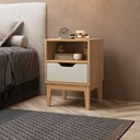 Ver imagem 2 de Mesa de Cabeceira com 1 Nicho e 1 Gaveta Mdp Mel Off White 40x38x57cm Mb 1095 Movelbento