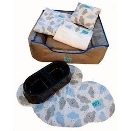 Kit Pet Cama Colchonete Toalha 6 Peças P Azul 50x50 Noblesse - 1