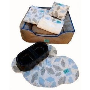 Kit Pet Cama Colchonete Toalha 6 Peças P Azul 50x50 Noblesse