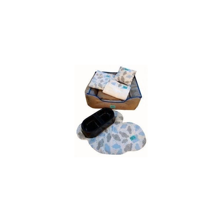 Kit Pet Cama Colchonete Toalha 6 Peças P Azul 50x50 Noblesse