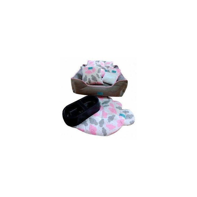 Kit Pet Cama Colchonete Toalha 6 Peças M Rosa 60x60 Noblesse