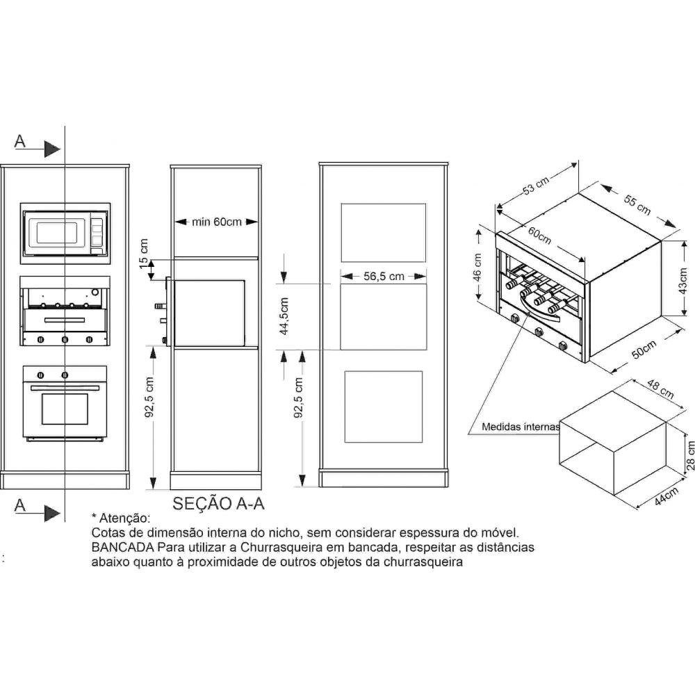 Churrasqueira Elétrica de Embutir Ch4e Stelar 220V - 6