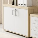 Ver imagem 2 de Armário Balcão Multiuso Para Escritório 2 Portas Atria Executiva A02 Carvalho Branco - Lyam Decor