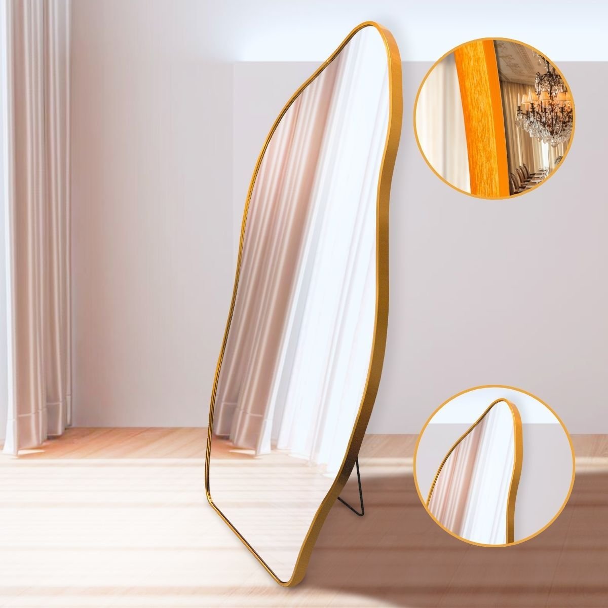 Espelho Grande Corpo Inteiro com Moldura Metal Orgânico Decorativo 170x70cm Luxo - 2