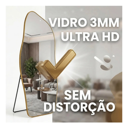 Espelho Grande Corpo Inteiro com Moldura Metal Orgânico Decorativo 170x70cm Luxo - 6