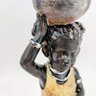 Enfeite Estátua Africana Com Vaso Na Cabeça 25x8x6cm Resina - 4