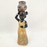 Enfeite Estátua Africana Com Vaso Na Cabeça 25x8x6cm Resina - 2