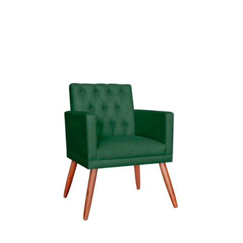 Poltrona Decorativa Nina Capitonê Verde Vallisa Decor