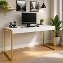Ver imagem 1 de Mesa para Escritório com Estrutura de Aço Diretor 1,50 cm - Branco/Dourado