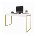 Ver imagem 3 de Escrivaninha 1,50cm para Escritório Estilo Industrial Mesa Home Office - Branco/dourado