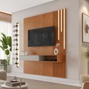 Ver imagem 3 de Painel Ímperium Ripado para TV 65" com LED e Nicho Mavaular:Naturalle/Off