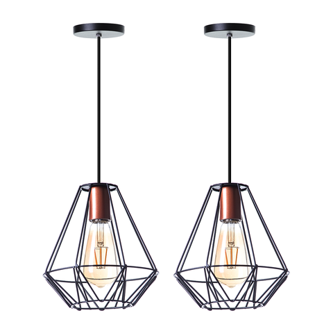 Kit 2 Pendentes Aramado Cristal 24 Cm Decorações Cor:  Preto