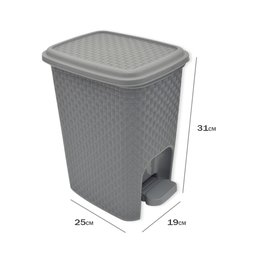 Lixeira com Pedal Trama Rattan 7 Litros Cinza - 3