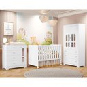 Ver imagem 2 de Dormitório Infantil New Katatau Guarda Roupa, Cômoda e Berço Mini Cama Branco Fosco - Reller Mó