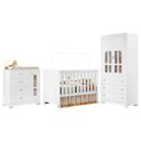 Ver imagem 1 de Dormitório Infantil New Katatau Guarda Roupa, Cômoda e Berço Mini Cama Branco Fosco - Reller Mó