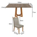 Ver imagem 4 de Mesa 1,2m Freijó Pés Cerejeira 4 Cadeiras Heloísa Almofadada Restaurante - Bege Linho