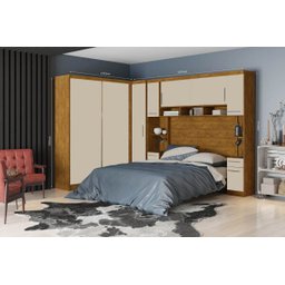 Armário Guarda-Roupa de Canto Casal Milão Modulado Completo Nature Off-White - 6