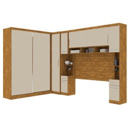 Armário Guarda-Roupa de Canto Casal Milão Modulado Completo Nature Off-White - 1