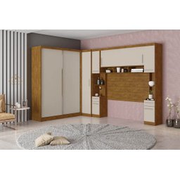 Armário Guarda-Roupa de Canto Casal Milão Modulado Completo Nature Off-White - 5