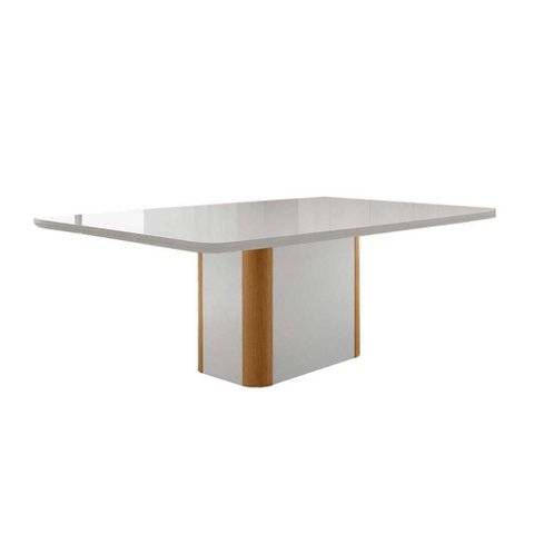 Conjunto: Mesa de Cozinha Pietã¡ Curvo 180cm + 6 Cadeiras Maldivas Madeira Naturale/Off White -