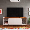 Ver imagem 2 de Rack Bancada para TV até 55 Polegadas Verona 136cm 2 Portas Pés ABS Movelove Jequitiba/Off White