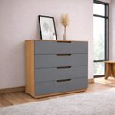 Ver imagem 1 de Cômoda para Quarto 4 Gavetas 90cm Madri Cinza/Freijó