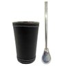 Copo Tereré Alumínio Revestido em Corino + Bomba Inox 19cm Kit Preto - 3