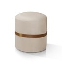 Ver imagem 2 de Banqueta Puff Berlim Veludo Cinta Couro Legítimo Qualidade