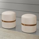 Ver imagem 3 de Banqueta Puff Berlim Veludo Cinta Couro Legítimo Qualidade