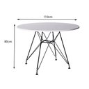 Ver imagem 2 de Mesa Eiffel Redonda 110Cm Tampo De Madeira Branco Com Base De Ferro Preto - Cor: Branco