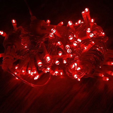 Pisca Pisca 100 Leds Vermelho Fio Transparente 8 Metros 110V