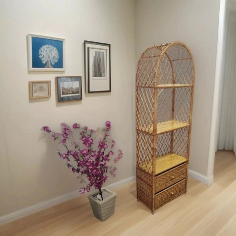 Estante com Gavetas em Vime (modelo Fino) - Verniz