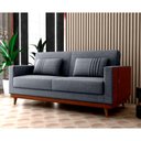 Ver imagem 2 de Sofá Cama Pala 203cm Reclinável Courino Marrom | Linho Cinza - Sallar Home