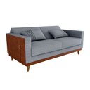 Ver imagem 1 de Sofá Cama Pala 203cm Reclinável Courino Marrom | Linho Cinza - Sallar Home