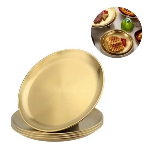 Prato Raso de Aço Inox Dourado Gold Elegante 26 cm Unidade FRG0201 Frigopro