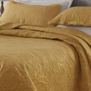Ver imagem 2 de Kit Cobre Leito Colcha Basic Casal 3 Peças Dupla Face Liso Classic - Açafrão - 100% Poliéster