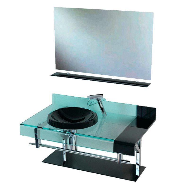 Armário para Banheiro de vidro  90cm  Preto