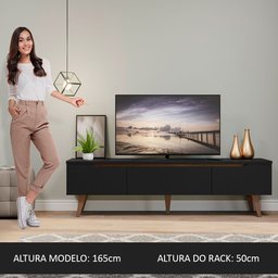 Rack para Tv até 75 Polegadas Madesa Reims Preto 2 Portas 1 Gaveta - 6