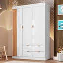 Ver imagem 2 de Guarda Roupa Infantil Liz 136cm 3 Portas 100% Mdf Branco Semi Brilho/freijo - Sallar Home